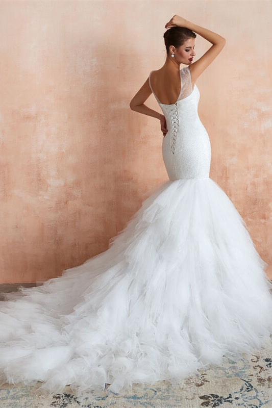 Gorgeous Mermaid White Long Wedding Dress