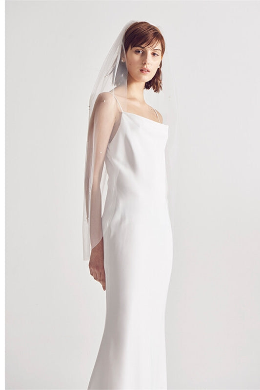 Casual White Long Wedding Dress with Open Back
