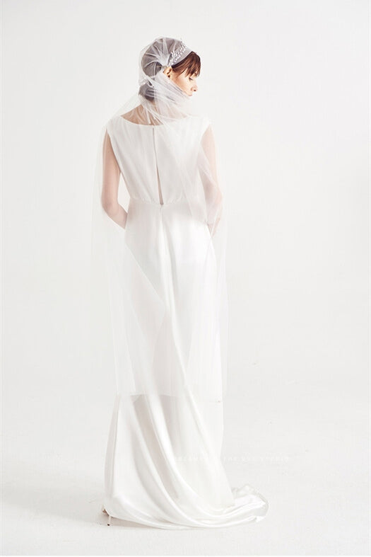 Simple White Wedding Dress Long