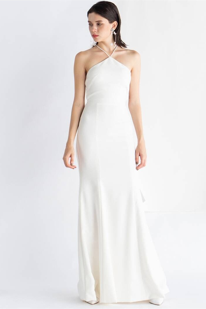 White Chiffon Maxi Long Dress