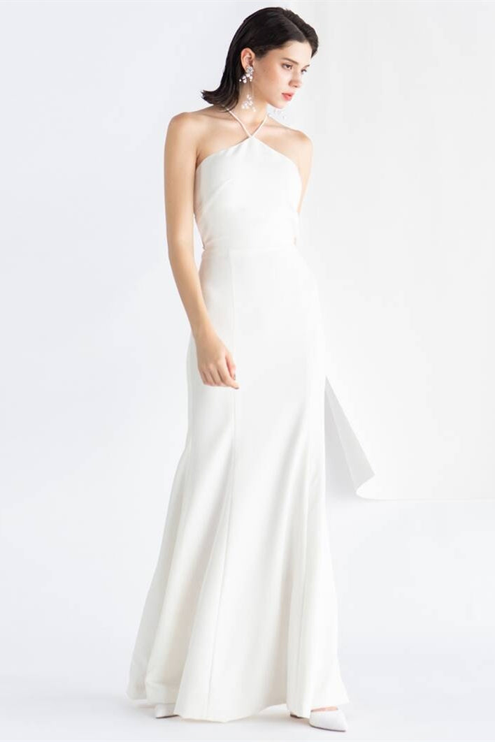 White Chiffon Maxi Long Dress