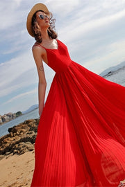 Red Chiffon Summer Long Dress Red / US 12 Red Chiffon Summer Long Dress Red / US 12