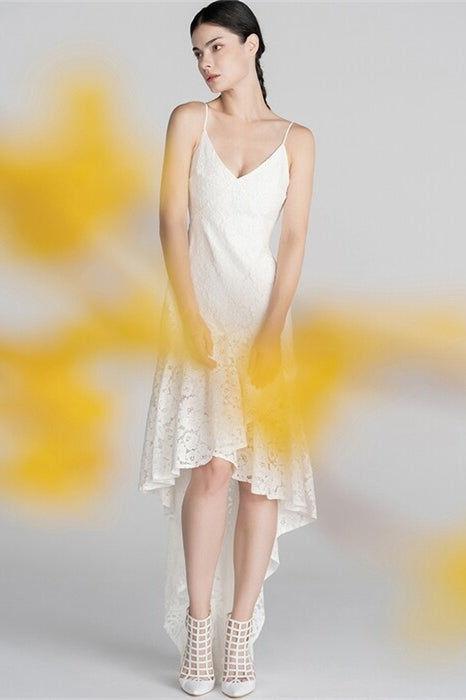 White Lace High Low Dress | Joyofdress White Lace High Low Dress | Joyofdress