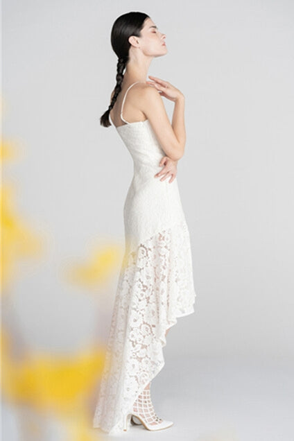 White Lace High Low Dress