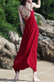 Wine Red Chiffon Long Dress