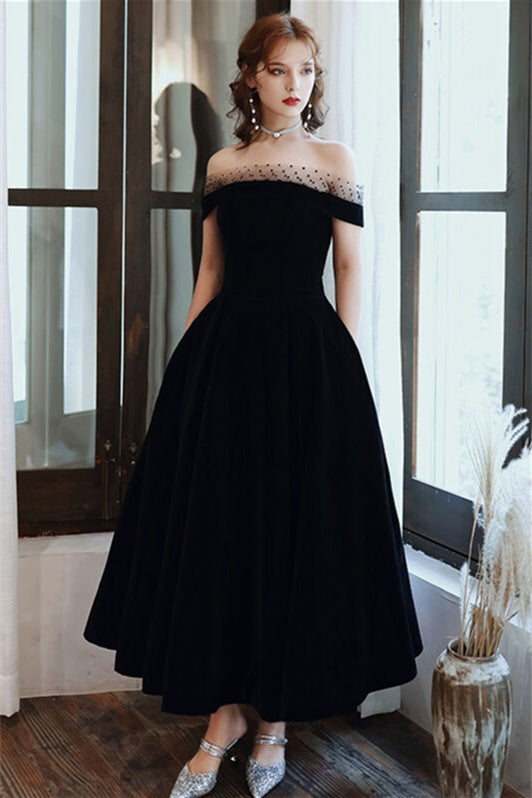 Black Velvet Midi Dress
