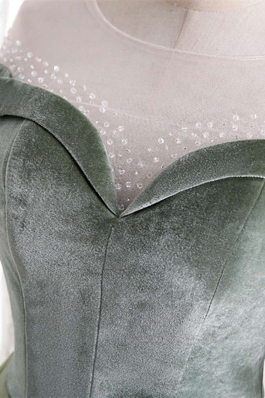 Casual Green A-Line Off-Shoulder Two Tone Party Prom Dress Casual Green A-Line Off-Shoulder Two Tone Party Prom Dress